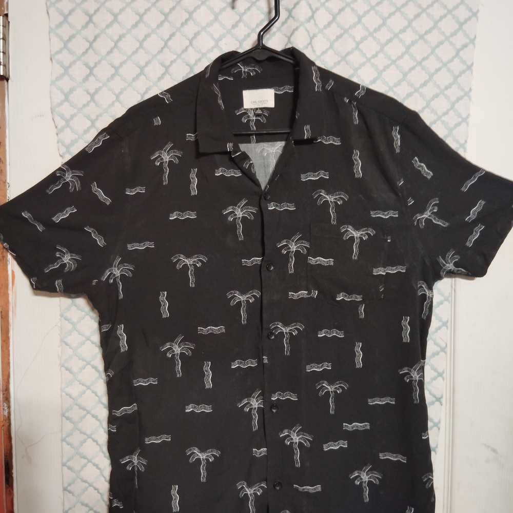 Society Black and White Palm Print Men's Shirt